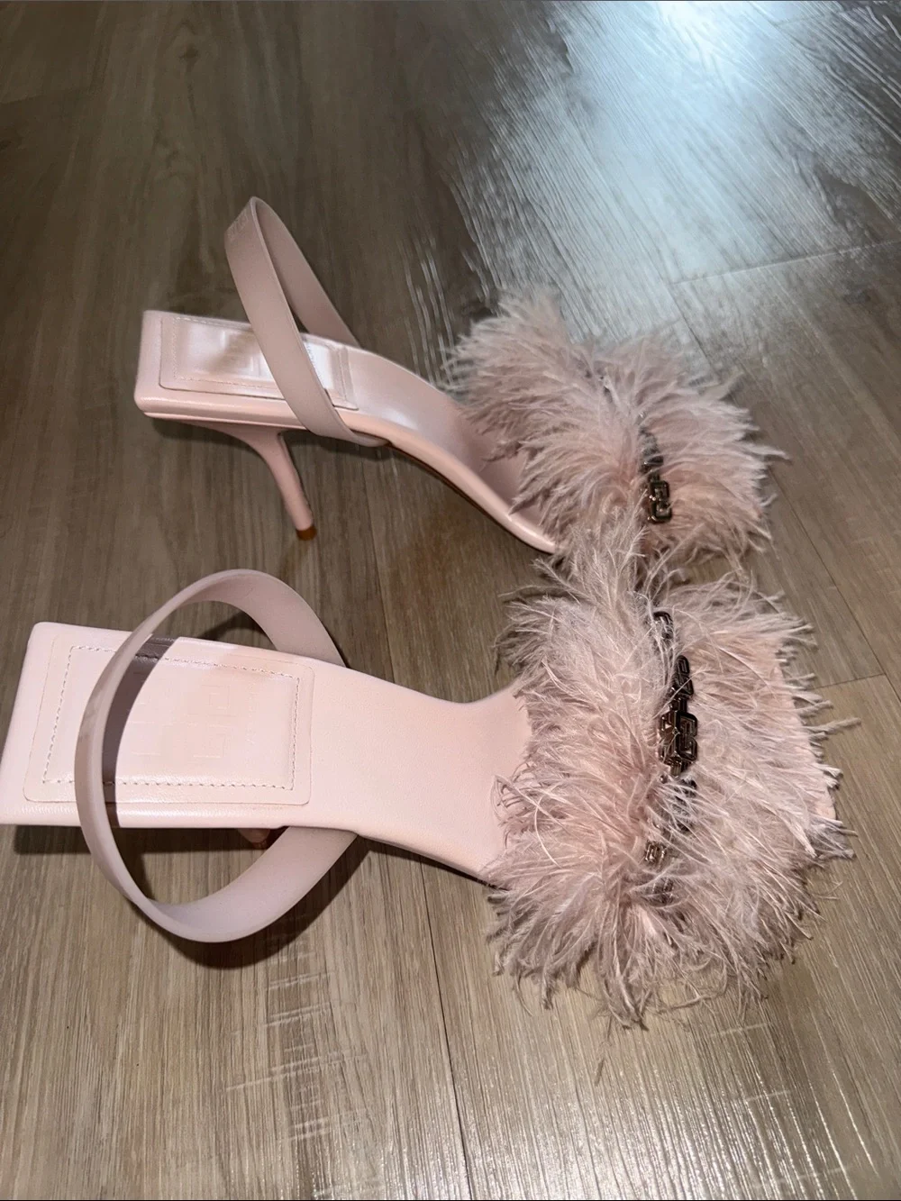Givenchy mauve Feather Strap Square-Toe Heels
